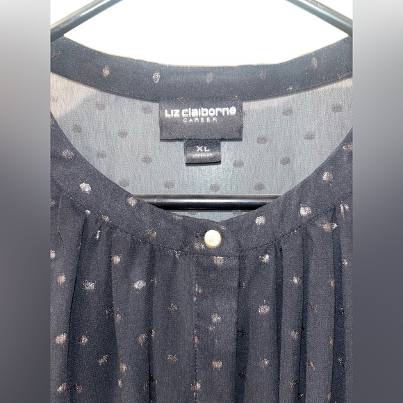 Liz Claiborne sheer black and gold button up long sleeve - Picture 2 of 3